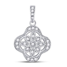Load image into Gallery viewer, Dazzling Starlight Diamond Pendant | Sterling Silver Womens Round Diamond Starburst Fashion Pendant 1/10 Cttw  Top View from Splendid Jewellery