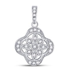 Dazzling Starlight Diamond Pendant | Sterling Silver Womens Round Diamond Starburst Fashion Pendant 1/10 Cttw  Top View from Splendid Jewellery