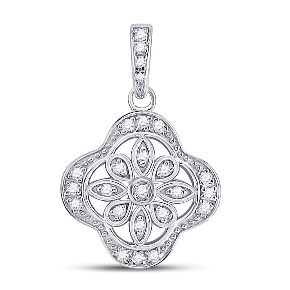 Dazzling Starlight Diamond Pendant | Sterling Silver Womens Round Diamond Starburst Fashion Pendant 1/10 Cttw - Splendid Jewellery