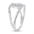 Dazzling Trio | 14kt White Gold Womens Round Diamond Fashion 3 - stone Ring 1/5 Cttw - Splendid Jewellery