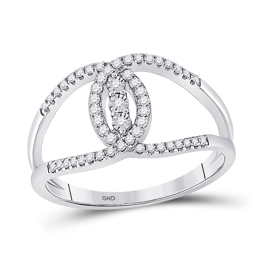 Dazzling Trio | 14kt White Gold Womens Round Diamond Fashion 3 - stone Ring 1/5 Cttw - Splendid Jewellery