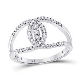 Dazzling Trio | 14kt White Gold Womens Round Diamond Fashion 3 - stone Ring 1/5 Cttw - Splendid Jewellery