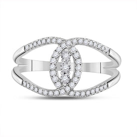 Dazzling Trio | 14kt White Gold Womens Round Diamond Fashion 3 - stone Ring 1/5 Cttw - Splendid Jewellery