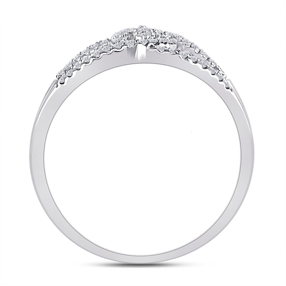 Dazzling Trio | 14kt White Gold Womens Round Diamond Fashion 3 - stone Ring 1/5 Cttw - Splendid Jewellery