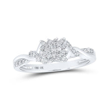 Load image into Gallery viewer, Dazzling Twist of Diamonds: 10kt White Gold Womens Round Diamond Cluster Ring 1/6 Cttw - Splendid Jewellery