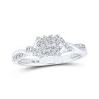 Dazzling Twist of Diamonds: 10kt White Gold Womens Round Diamond Cluster Ring 1/6 Cttw - Splendid Jewellery