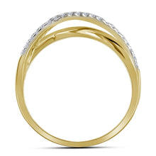 Load image into Gallery viewer, Dazzling Unity | 10kt Yellow Gold Womens Round Diamond Crossover Band Ring 3/8 Cttw | Splendid Jewellery Side View from Splendid Jewellery
