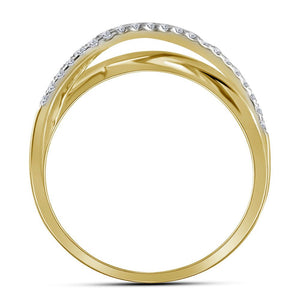 Dazzling Unity | 10kt Yellow Gold Womens Round Diamond Crossover Band Ring 3/8 Cttw | Splendid Jewellery - Splendid Jewellery