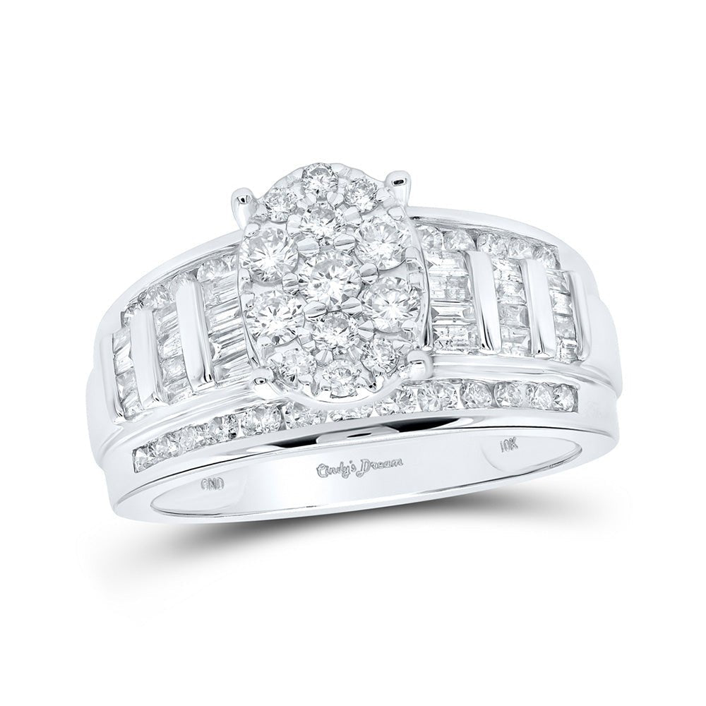 Dazzling White Gold Diamond Cluster Bridal Wedding Ring - Splendid Jewellery