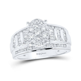 Dazzling White Gold Diamond Cluster Bridal Wedding Ring - Splendid Jewellery