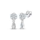 Dazzling White Gold Diamond Cluster Dangle Earrings - Splendid Jewellery