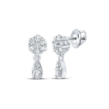 Load image into Gallery viewer, Dazzling White Gold Diamond Cluster Dangle Earrings - Splendid Jewellery