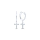 Dazzling White Gold Diamond Cross Dangle Earrings - Splendid Jewellery