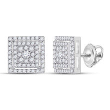 Load image into Gallery viewer, Dazzling White Gold Diamond Square Earrings - Splendid Jewellery