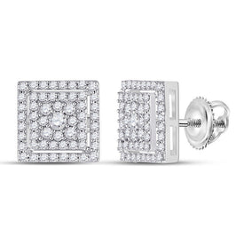 Dazzling White Gold Diamond Square Earrings - Splendid Jewellery