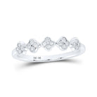 Delicate Clover Diamond Stackable Band Ring in 10kt White Gold - Splendid Jewellery
