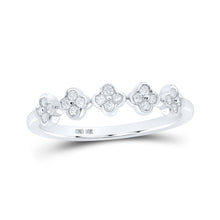 Load image into Gallery viewer, Delicate Clover Diamond Stackable Band Ring in 10kt White Gold - Splendid Jewellery