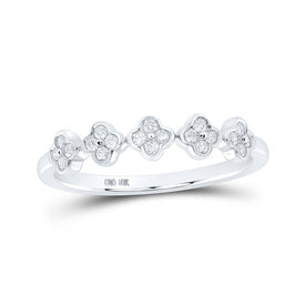 Delicate Clover Diamond Stackable Band Ring in 10kt White Gold - Splendid Jewellery
