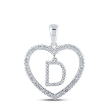 Load image into Gallery viewer, Delicate Love Diamond Initial Pendant - 10kt White Gold Heart D Letter Necklace 1/4 Cttw - Splendid Jewellery
