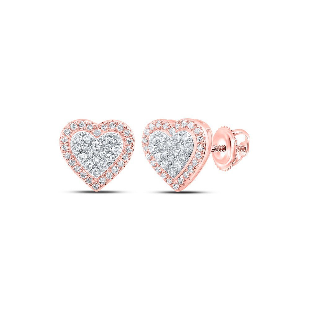 Delicate Romance: 10kt Rose Gold Diamond Heart Earrings - Splendid Jewellery
