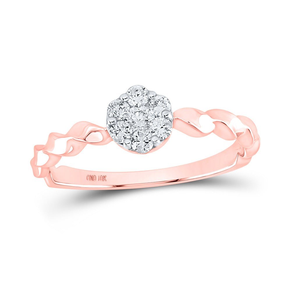 Delicate Rose Gold Diamond Flower Cluster Stackable Band - Splendid Jewellery
