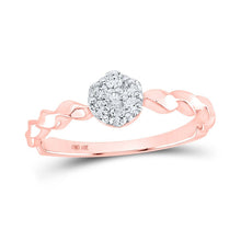 Load image into Gallery viewer, Delicate Rose Gold Diamond Flower Cluster Stackable Band - Splendid Jewellery