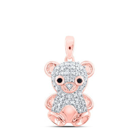 Delightful Teddy Bear Diamond Pendant in 10kt Rose Gold - Splendid Jewellery