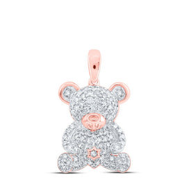 Enchanting Diamond Teddy Bear Pendant in 10kt Rose Gold - Alternate view 1 from Splendid Jewellery