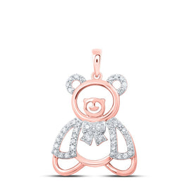 Rose Gold Diamond Teddy Bear Pendant: A Delicate Symbol of Love and Elegance - Alternate view 1 from Splendid Jewellery