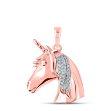 Load image into Gallery viewer, Enchanted Rose Gold Diamond Unicorn Pendant - Alternate view 1 from Splendid Jewellery