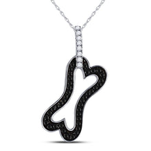 Load image into Gallery viewer, Captivating Black Diamond Dog Bone Pendant in 10kt White Gold Top view from the 10Kt White Gold Womens Round Black Color Enhanced Diamond Dog Bone Pendant 1 3 Cttwpin69281 collection by Splendid Jewellery
