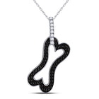 Captivating Black Diamond Dog Bone Pendant in 10kt White Gold Top view from the 10Kt White Gold Womens Round Black Color Enhanced Diamond Dog Bone Pendant 1 3 Cttwpin69281 collection by Splendid Jewellery
