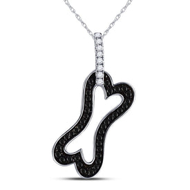 Captivating Black Diamond Dog Bone Pendant in 10kt White Gold Top view from the 10Kt White Gold Womens Round Black Color Enhanced Diamond Dog Bone Pendant 1 3 Cttwpin69281 collection by Splendid Jewellery