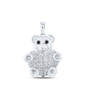 Enchanting Bear Pendant with Black Diamond | 10kt White Gold Animal Necklace 1/5 Cttw Top view from the 10Kt White Gold Womens Round Black Color Treated Diamond Bear Animal Pendant 1 5 Cttwpin230292 collection by Splendid Jewellery