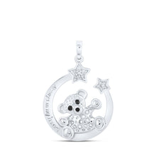 Load image into Gallery viewer, Enchanting Diamond Bear Crescent Moon Pendant Top view from the 10Kt White Gold Womens Round Diamond Bear Crescent Moon Animal Pendant 1 12 Cttwpin230263 collection by Splendid Jewellery