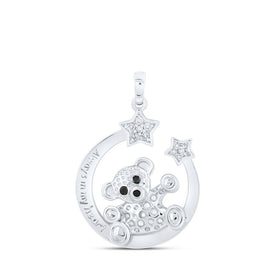 Enchanting Diamond Bear Crescent Moon Pendant Top view from the 10Kt White Gold Womens Round Diamond Bear Crescent Moon Animal Pendant 1 12 Cttwpin230263 collection by Splendid Jewellery