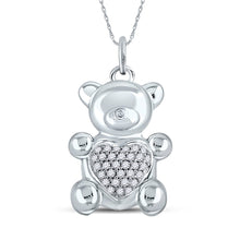 Load image into Gallery viewer, Enchanting Love Diamond Animal &amp; Bug Pendant Top view from the 10Kt White Gold Womens Round Diamond Bear Heart Animal Pendant 1 10 Cttwpin285028 collection by Splendid Jewellery