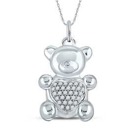 Enchanting Love Diamond Animal & Bug Pendant Top view from the 10Kt White Gold Womens Round Diamond Bear Heart Animal Pendant 1 10 Cttwpin285028 collection by Splendid Jewellery