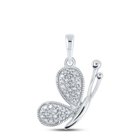 Whimsical Wings Diamond Pendant Top view from the 10Kt White Gold Womens Round Diamond Butterfly Pendant 1 20 Cttwpin214025 collection by Splendid Jewellery
