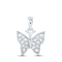 Load image into Gallery viewer, Enchanting Diamond Butterfly Pendant in 10kt White Gold - Radiant Nature Collection Top view from the 10Kt White Gold Womens Round Diamond Butterfly Pendant 1 20 Cttwpin230986 collection by Splendid Jewellery