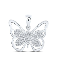 Load image into Gallery viewer, Enchanted Wings Diamond Pendant Top view from the 10Kt White Gold Womens Round Diamond Butterfly Pendant 1 5 Cttwpin219594 collection by Splendid Jewellery