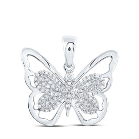 Enchanted Wings Diamond Pendant Top view from the 10Kt White Gold Womens Round Diamond Butterfly Pendant 1 5 Cttwpin219594 collection by Splendid Jewellery
