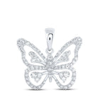 Radiant Wings Diamond Pendant | 10kt White Gold Womens Round Diamond Butterfly Pendant 3/8 Cttw Top view from the 10Kt White Gold Womens Round Diamond Butterfly Pendant 3 8 Cttwpin219590 collection by Splendid Jewellery