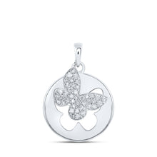Load image into Gallery viewer, Enchanting Diamond Butterfly Pendant in White Gold Top view from the 10Kt White Gold Womens Round Diamond Cutout Butterfly Pendant 1 3 Cttwpin219500 collection by Splendid Jewellery