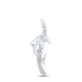 Enchanting White Gold Diamond Dolphin Pendant Top view from the 10Kt White Gold Womens Round Diamond Dolphin Pendant 1 20 Cttwpin210884 collection by Splendid Jewellery