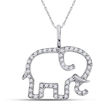 Load image into Gallery viewer, Enchanting Diamond Elephant Pendant in 10kt White Gold Top view from the 10Kt White Gold Womens Round Diamond Elephant Outline Animal Pendant 1 6 Cttwpin270971 collection by Splendid Jewellery