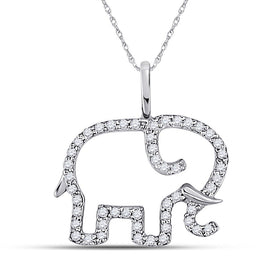 Enchanting Diamond Elephant Pendant in 10kt White Gold Top view from the 10Kt White Gold Womens Round Diamond Elephant Outline Animal Pendant 1 6 Cttwpin270971 collection by Splendid Jewellery