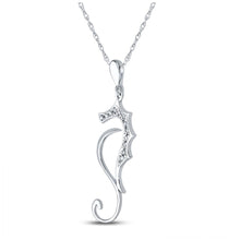 Load image into Gallery viewer, Enchanting Diamond Sea Horse Pendant in 10kt White Gold - A Splendid Jewel Side view from the 10Kt White Gold Womens Round Diamond Sea Horse Animal Pendant 1 20 Cttwpin88124 collection by Splendid Jewellery
