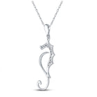 Enchanting Diamond Sea Horse Pendant in 10kt White Gold - A Splendid Jewel Side view from the 10Kt White Gold Womens Round Diamond Sea Horse Animal Pendant 1 20 Cttwpin88124 collection by Splendid Jewellery