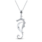 Enchanting Diamond Sea Horse Pendant in 10kt White Gold - A Splendid Jewel Top view from the 10Kt White Gold Womens Round Diamond Sea Horse Animal Pendant 1 20 Cttwpin88124 collection by Splendid Jewellery